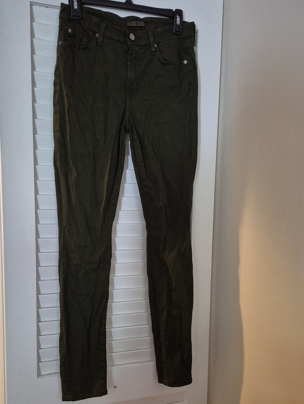 7 For All Mankind Olive Green Skinny Pants
